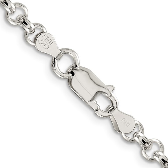 925 Sterling Silver 4.75mm Half Round Belcher Charm Link Bracelet Starter, 7" - Picture 3 of 5